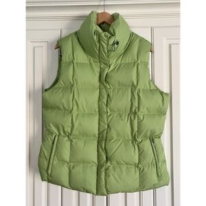 Eddie Bauer Green 700 Fill Power Goose Down Snap Zip Puffer Vest XL